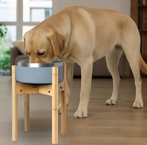 Dog Bowl Stand for Large Dogs (For Large Dogs - 14 inch Height / Bamboo)