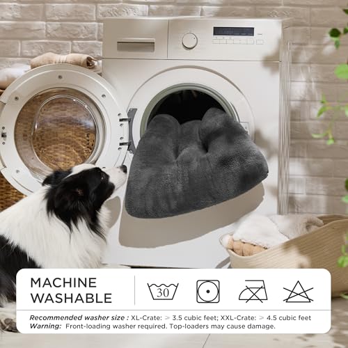 Washable XL Dog Bed for Crate (41"L x 27"W x 3"Th (XL-Crate) / Dark Gray)