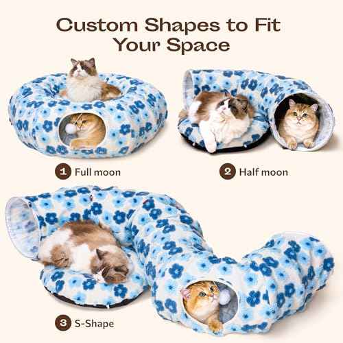 Indoor Cat Tunnel with Donut Bed (Blue Blossom)