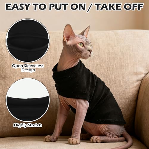 Cat Sweater Warm Fleece Pet Clothes for Cats Only (Solid Black / Medium)