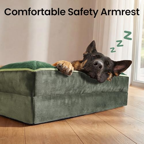 Orthopedic Extra Large Dog Bed Couch (44" x 29" x 7" / 04-Green)