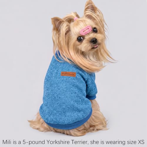3 Pack Dog Sweaters for Small Dogs Girl Boy Winter Fleece Clothes Warm Soft Dog Sweatshirt Outfit for Dogs Cats Pet Apparel (Green+Brown+Blue / S (Back: 11.8", Chest: 15.7", 5.5-10 lbs))