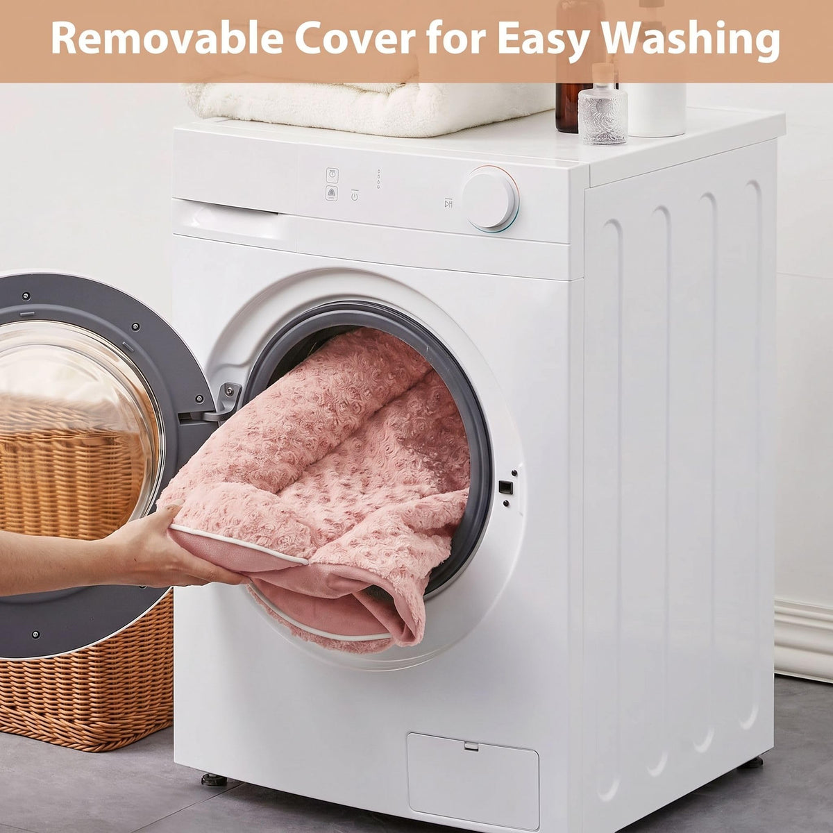 Orthopedic Washable Dog Bed Large for Senior Dog Cozy Sleep (36.0"l X 27.0"w X 6.5"th / Light Pink)