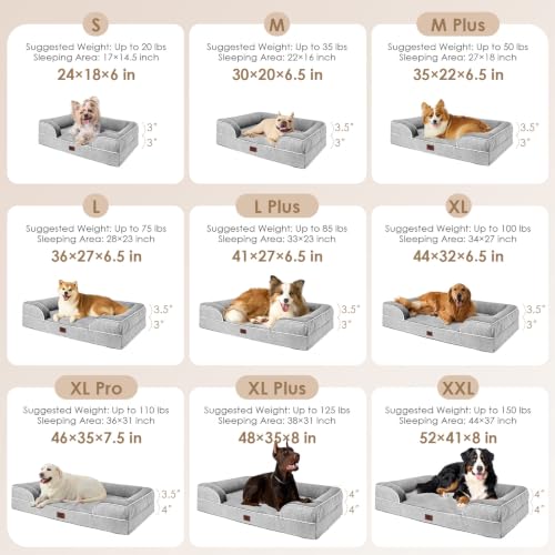 Orthopedic XXL Dog Bed (Grey / 46.0"l X 35.0"w X 7.5"th)