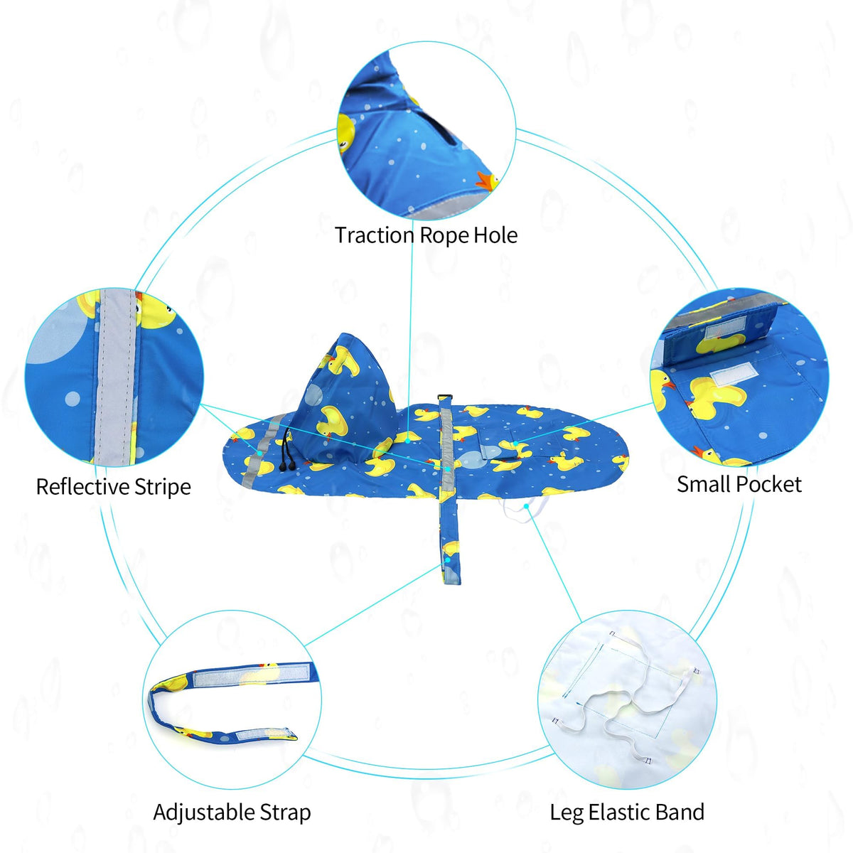 Large Dog Raincoat Adjustable (Blue Duck / 3X-Large (Pack of 1))