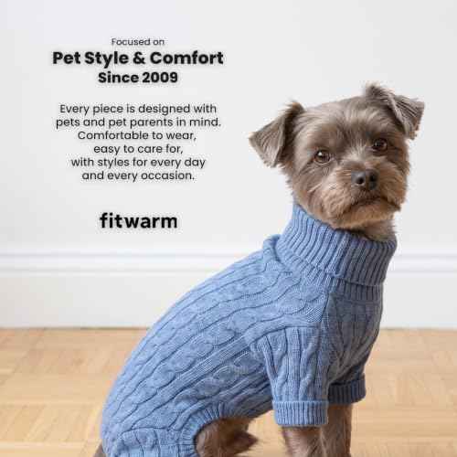Chunky Knit Dog Turtleneck Sweater (XX-Large / Sky Blue)