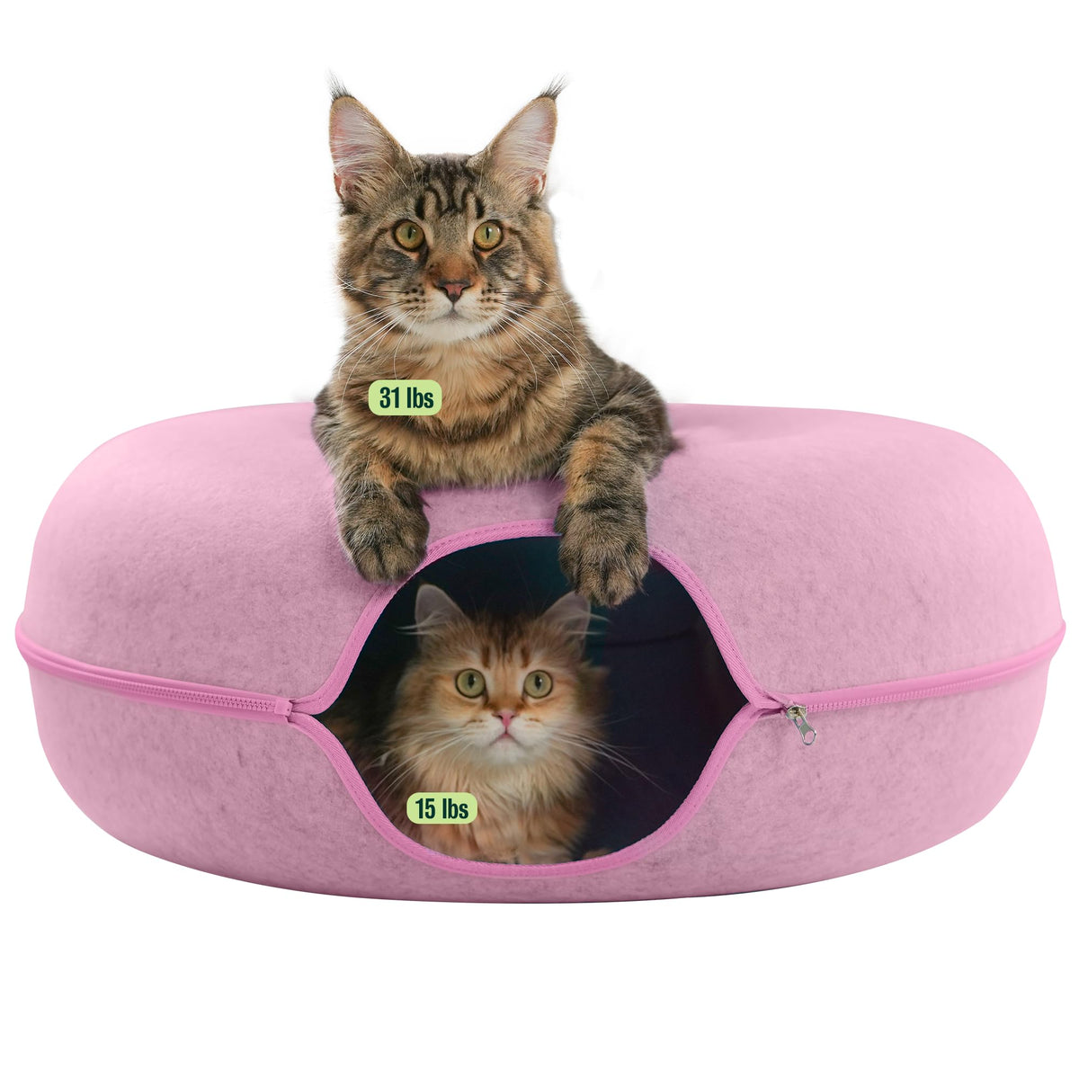Peekaboo Cat Cave Donut for Multiple & Large Cats up to 30 (Pink / Jumbo)