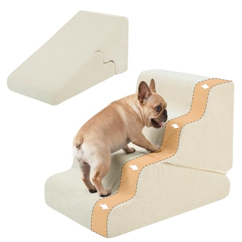 Dog Ramp for Bed (Beige / EXtra Wide 4 Step)