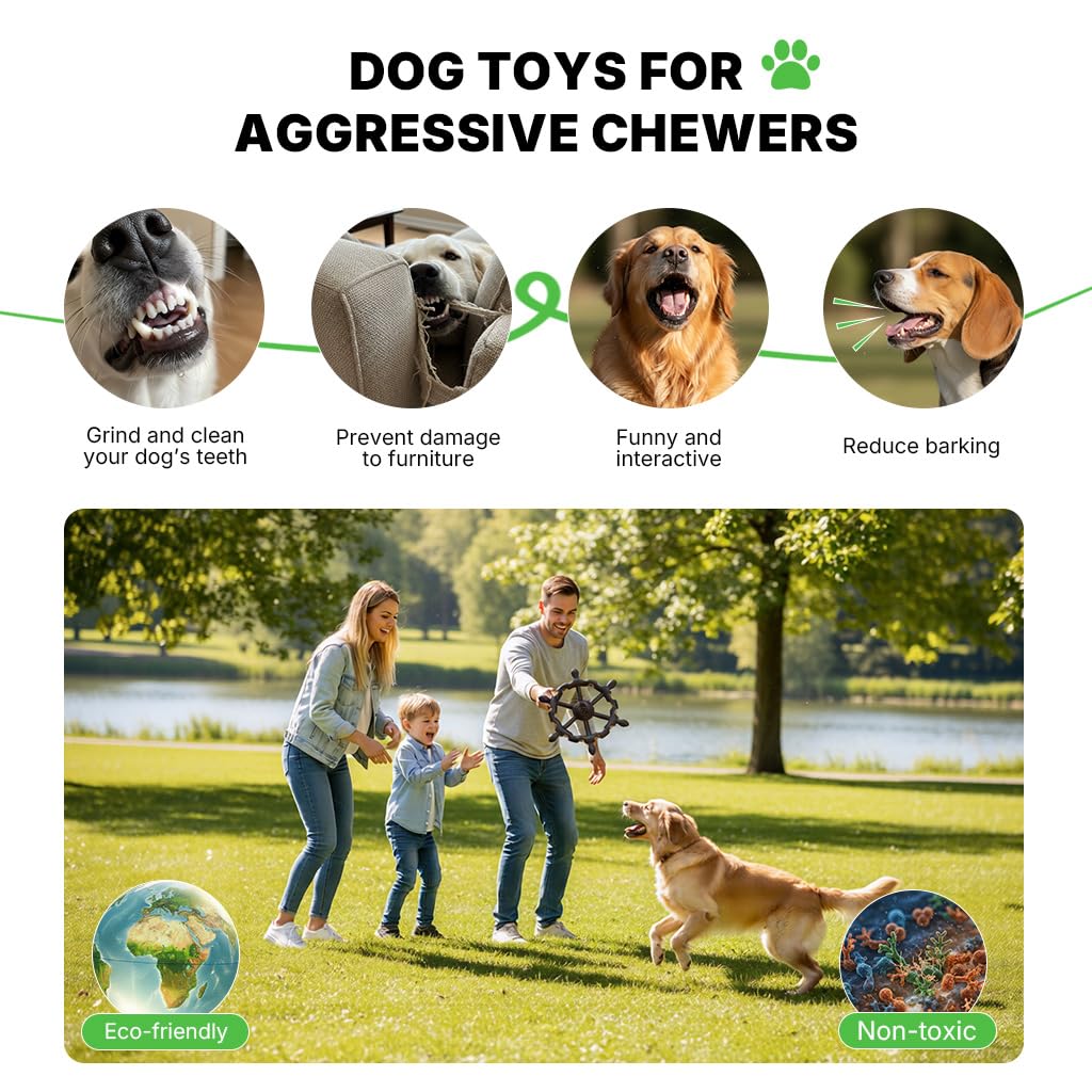 Dog Toys for Aggressive Chewers (Captain’s Wheel - Black)