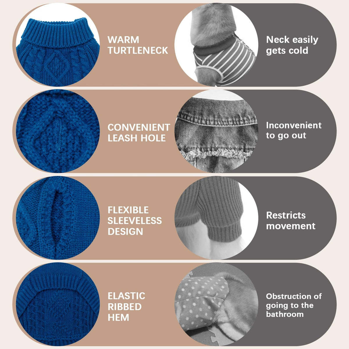 Dog Sweater for Small Dogs (DarkBlue / X-Small)