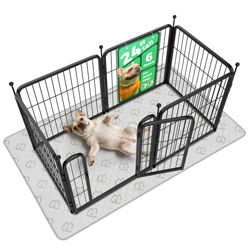 Rollick Dog Playpen with Washable Pee Pad (Black / 24"H)