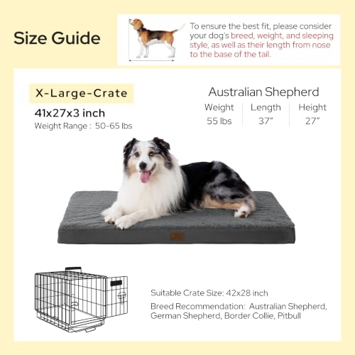 XL Dog Bed for Crate (41"L x 27"W x 3"Th / Dark Grey)