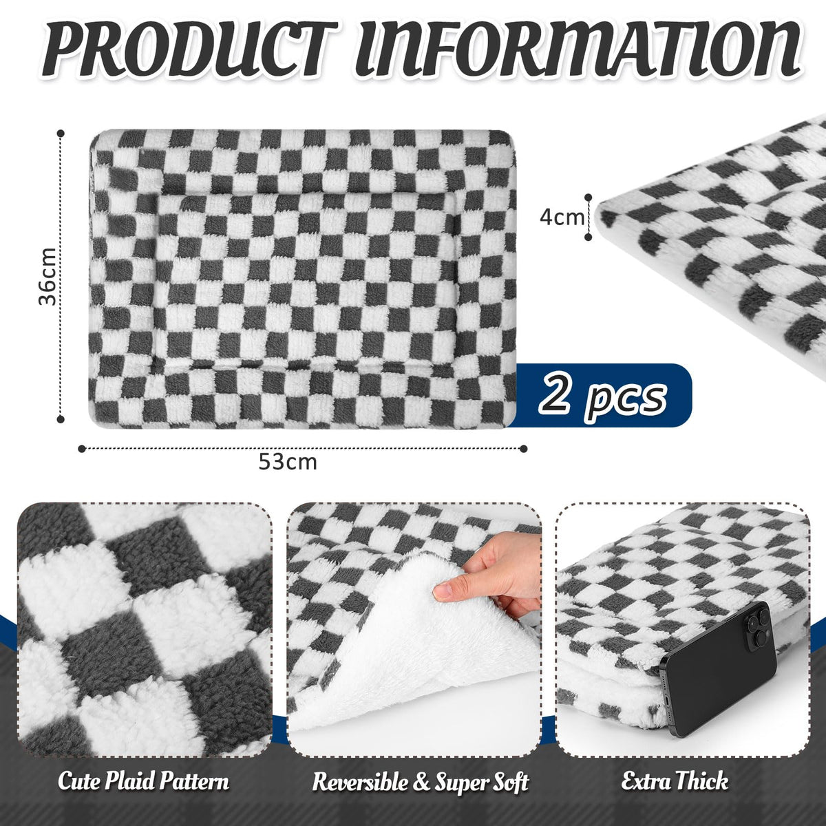 2 Pack Self Warming Cat Dog Bed Pad (Dark Grey / 21" X 14")