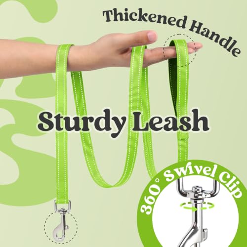 Dog Harness Small Sized and Leash Set (Black & Green / L (Chest: 18.2"-20.5"))