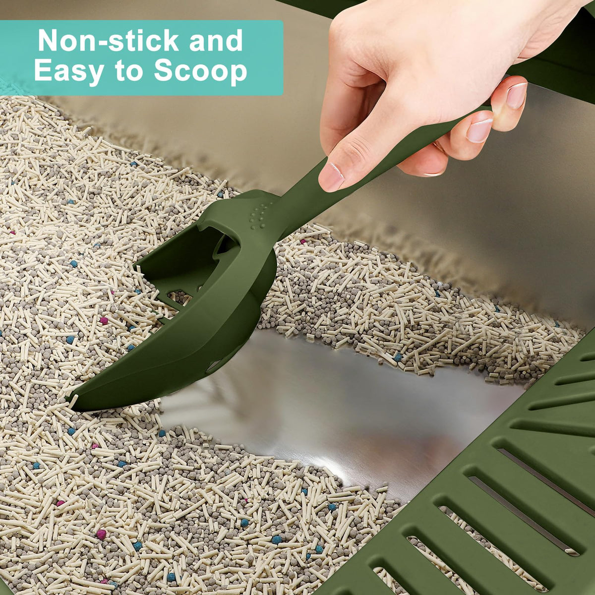Stainless Steel Litter Box Extra Large for Big Cats and Multi (Olive Green / XXX-Large)