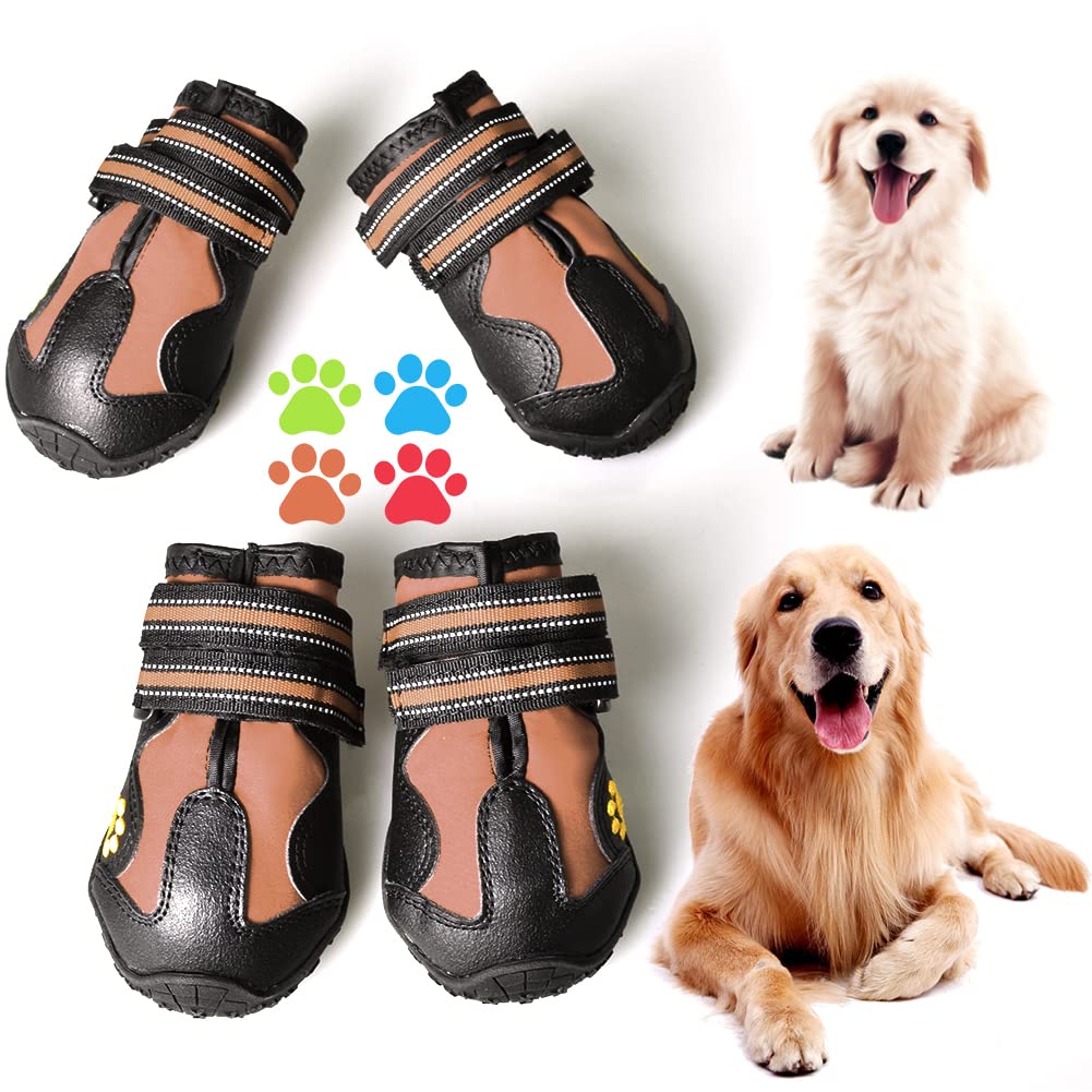 Dog Boots & Paw Protectors Non (Size 1: （2.3''x1.6'')(L*W) for 10-23 lbs / Brown)