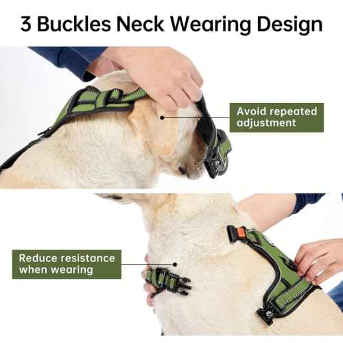 No Pull Dog Harness for Large Dogs (Olive Green / Large)