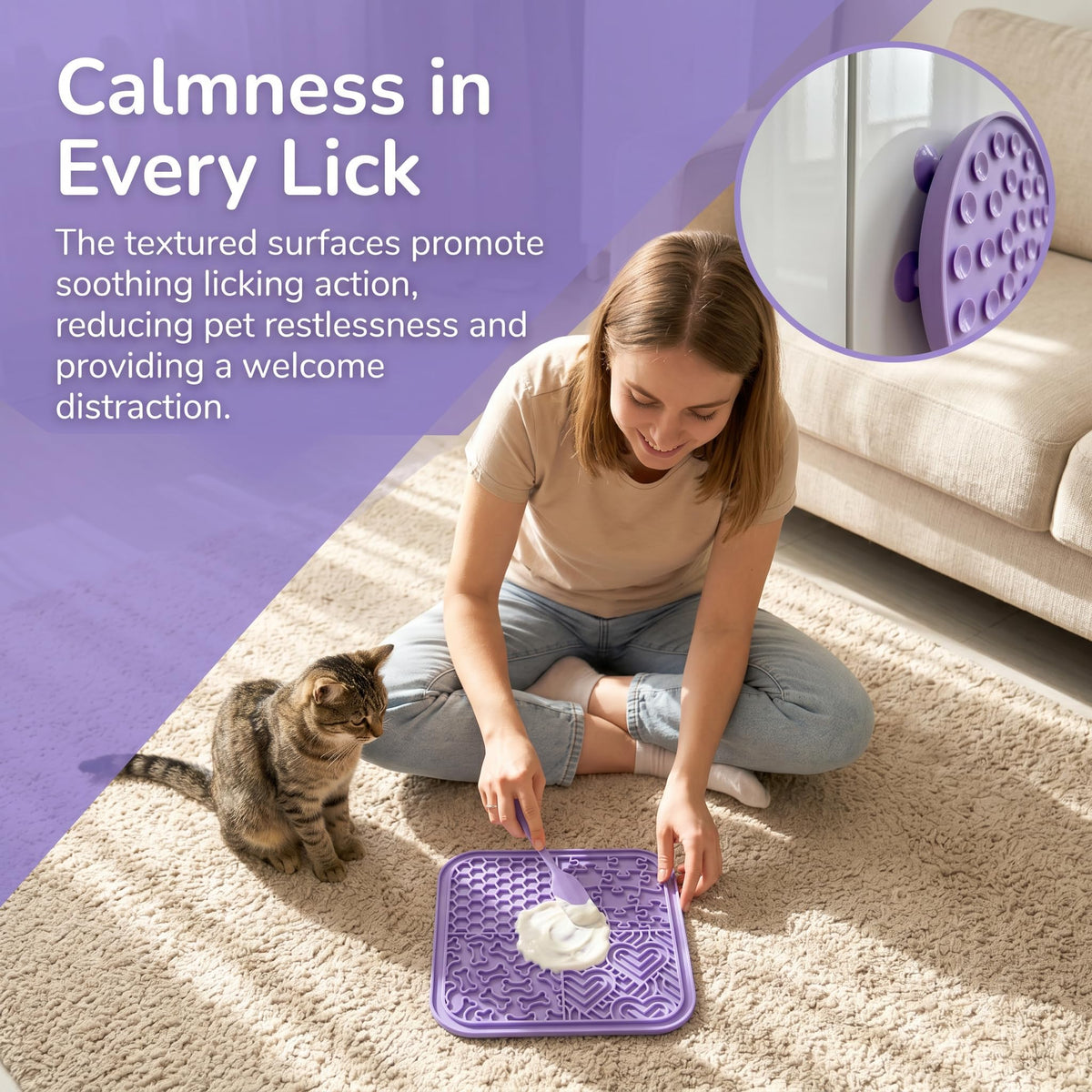 Dog Cat Lick Mat and Slow Feeder Bowl Set (Blue)