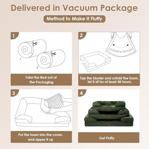 Orthopedic XXL Dog Bed (Dark Green / 46.0"l X 35.0"w X 7.5"th)