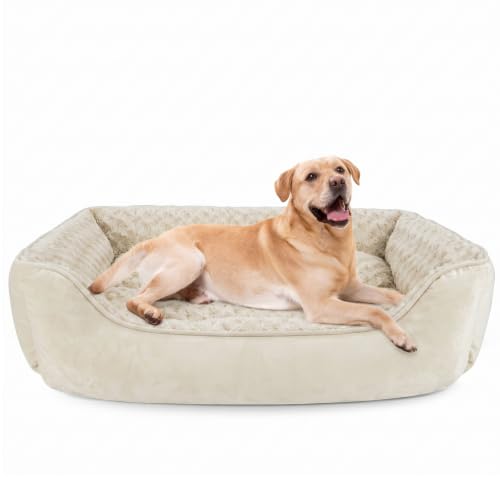 Rectangle Dog Bed for Large Medium Small Dogs (Cream / XXL(42"x 30"x 10"))