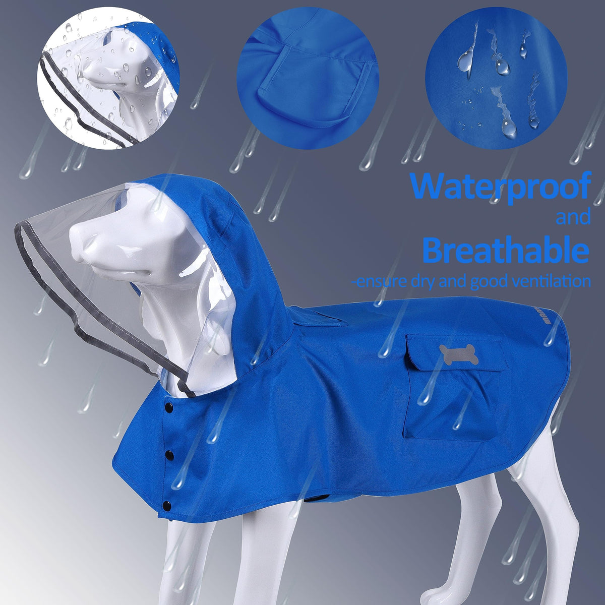 Waterproof Dog Raincoat (Blue / Small)