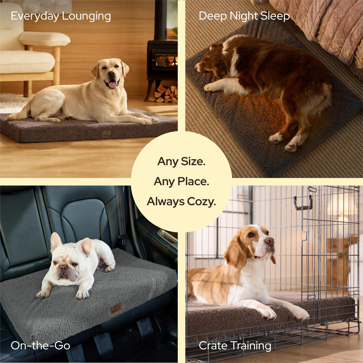 Self Warming Dog Beds Large Sized Dog with Washable Cover (36"L x 27"W x 3"Th / Ashen Grey-Self Warming Version)
