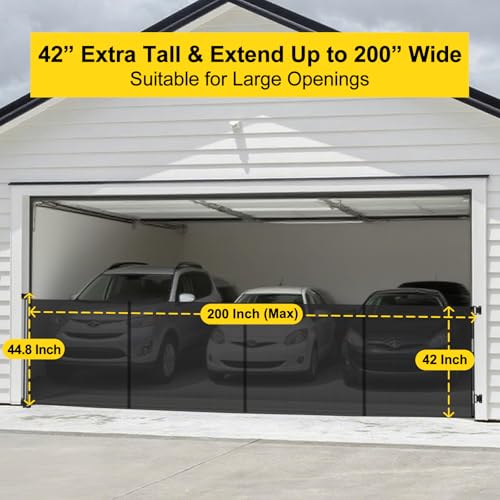 Reinforced 42” Tall x 200” Wide Retractable Baby Gates for Wide Openings (Black / Reinforced 42" Tall X 200" Wide)