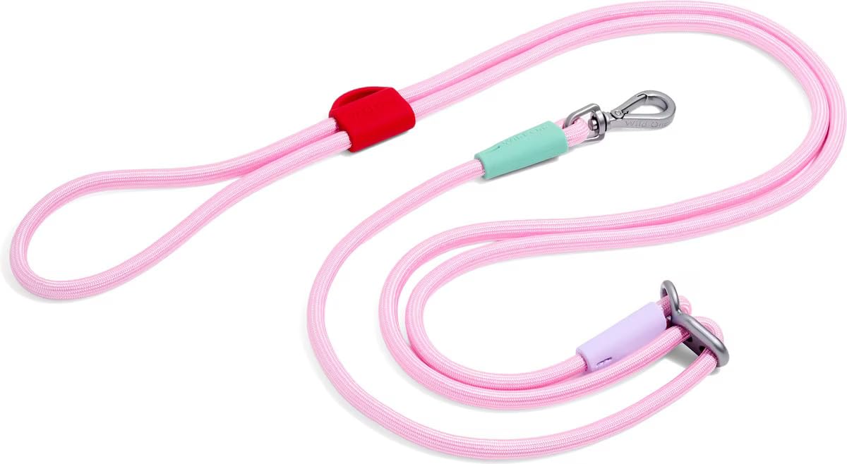 Hands Free Adjustable Rope Dog Leash (Bubblegum)