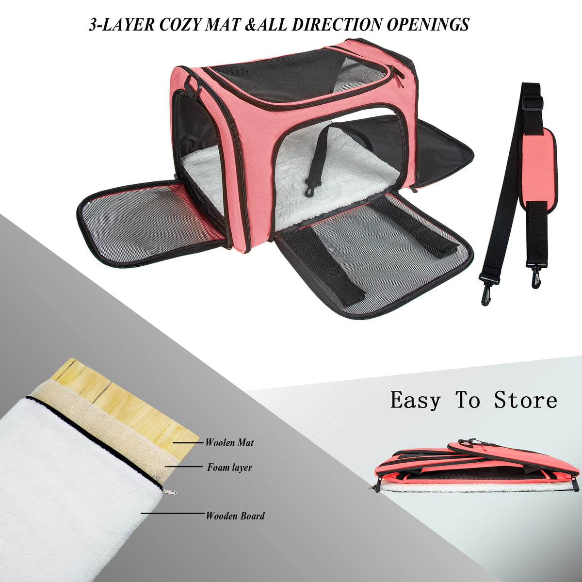 Soft Sided Carrier for Small Medium Cats Dogs (20.0"L x 13.0"W x 13.0"H / Watermelon)