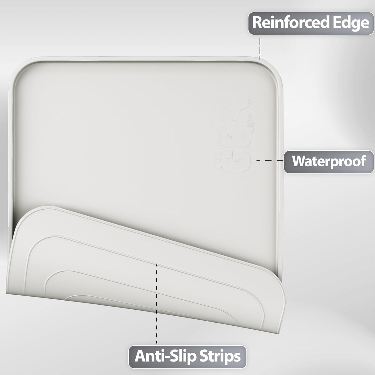 Silicone Dog Cat Food Mat Extra Thick Raised Edge (Sand White / 18"L x 12"W)
