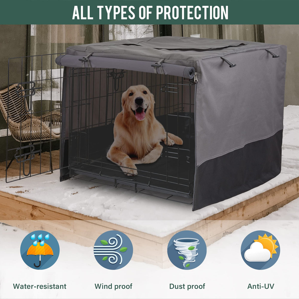 42" 600D Canvas Privacy Dog Crate Cover (43.0"L x 29.0"W x 31.0"H)