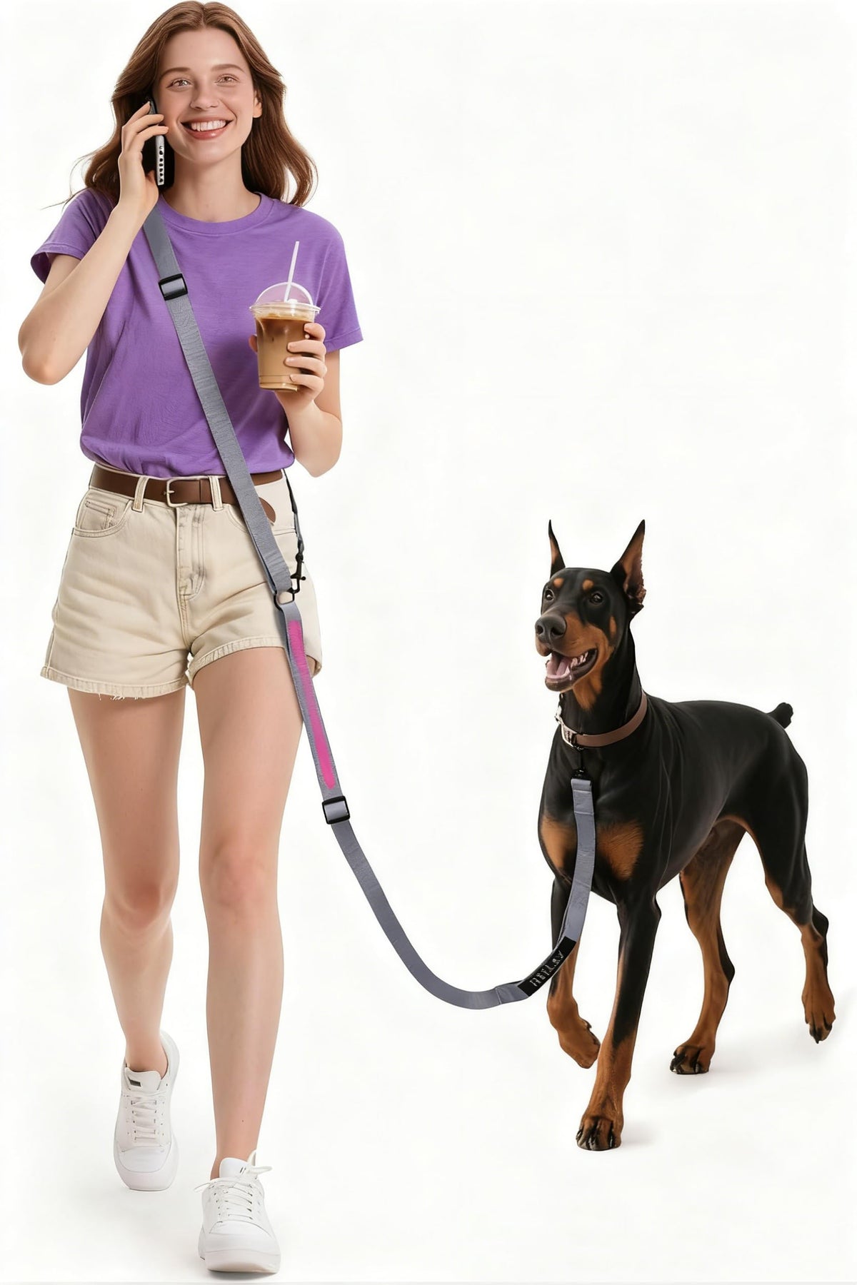 Hands Free Dog Leash (5.9-10.1 FT Grey)