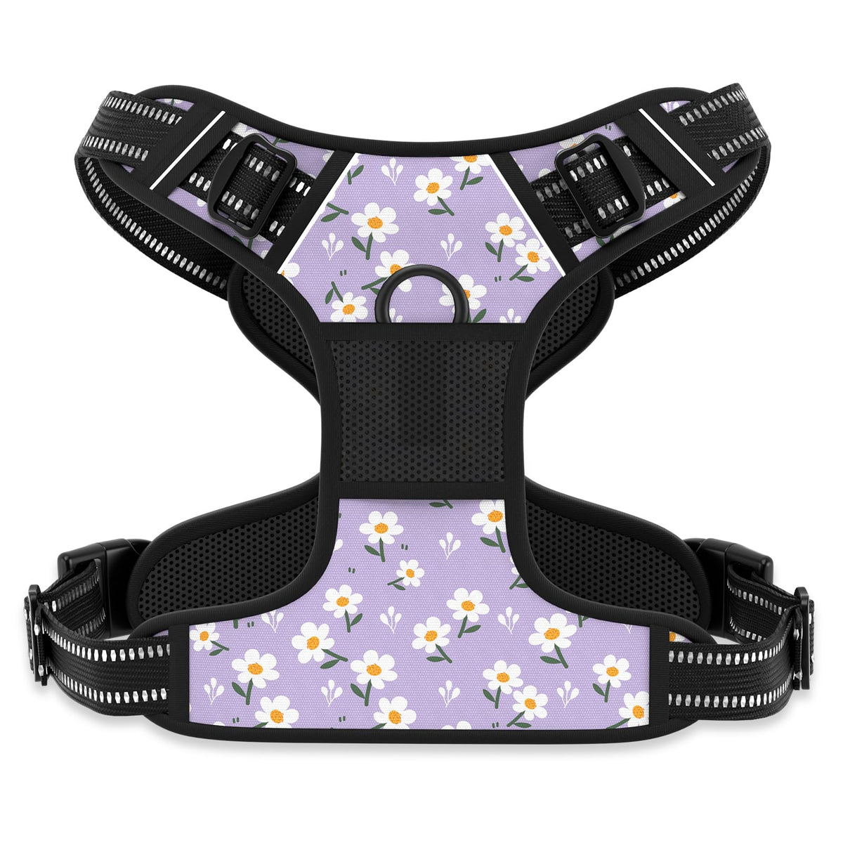 No Pull Dog Harness (Purple White Floral / Small)