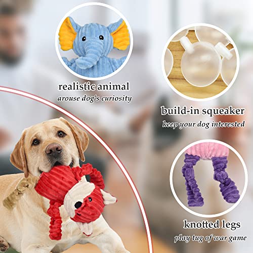 5 Pack Tough Dog Toys Stuffed Squeaky Dog Toys Assortment Plush Animal Dog Toy Value Bundle Puppy Pet Dog Toys for Small Medium Large Dogs (5 Pack Stuffed Dog Toys)