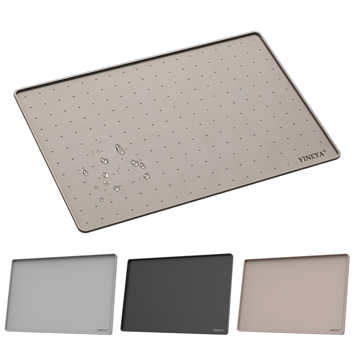 18" x 12" Silicone Cat Food Mat Waterproof (Taupe / 18" x 12")