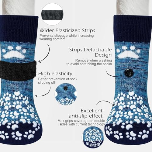 6PCS Anti Slip Dog Socks to Prevent Licking Paws (XX-large (6 Count) / Blue)