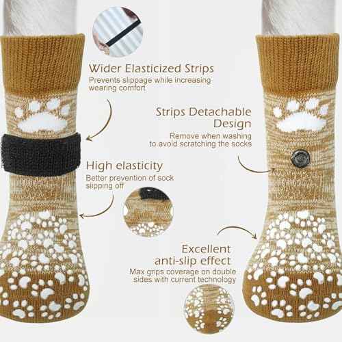 6PCS Anti Slip Dog Socks to Prevent Licking Paws (XX-large (6 Count) / Beige)
