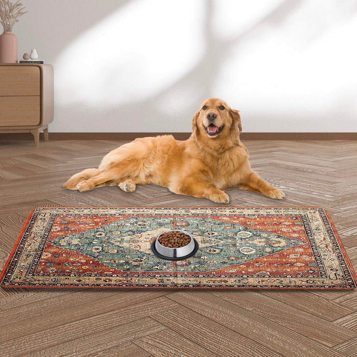 Large Pet Feeding Mat (bohemia green / 39.3"L x 15.7"W)