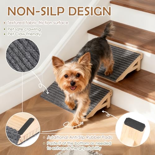 Dog Stairs Ramp for Small & Aged Dogs (Fixed / 1 PACK-FIX 13.8"Lx10.2"Wx4.3"H)