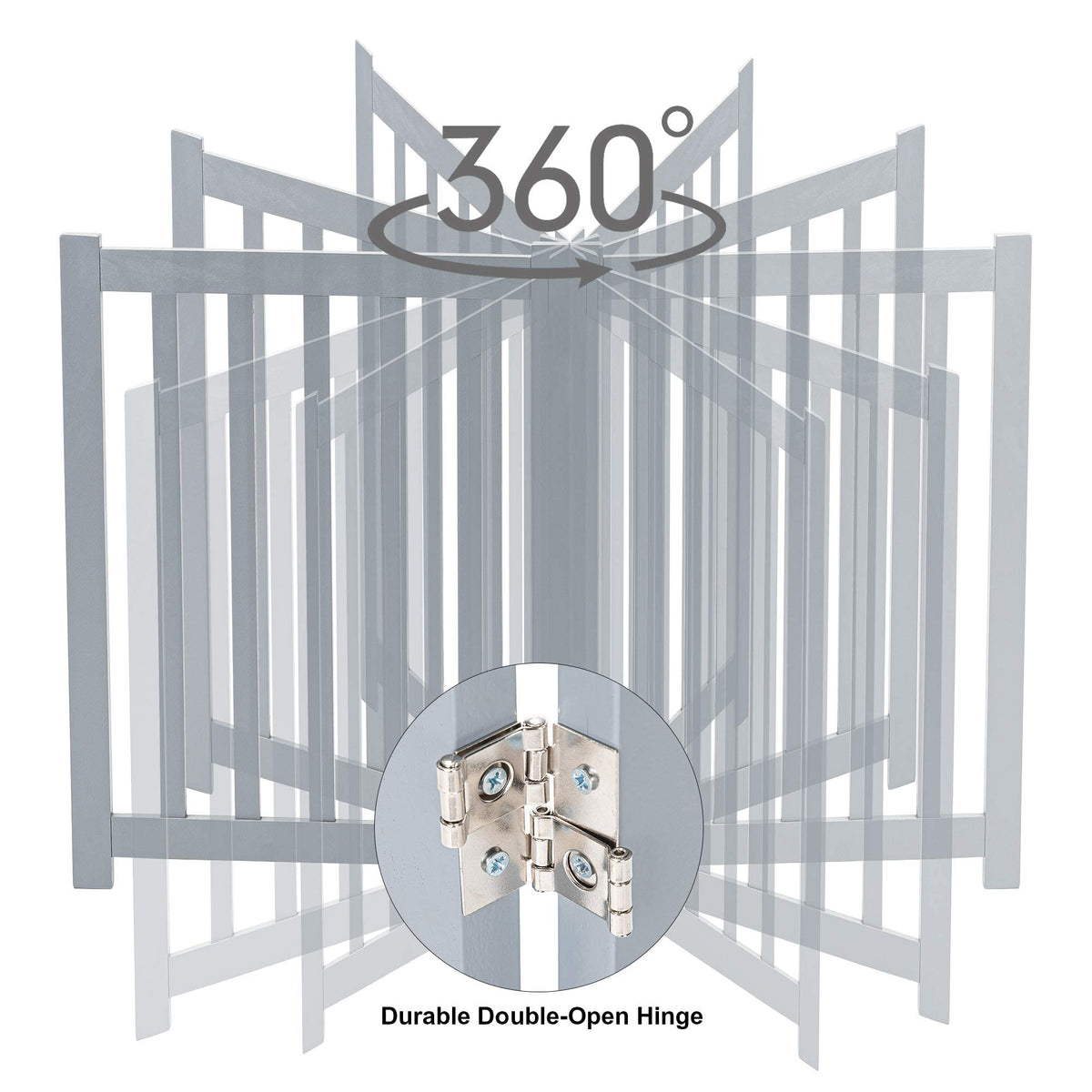 Wooden Free Standing Dog Gate 80" W x 24" H (Gray / 80"W x 24"H)