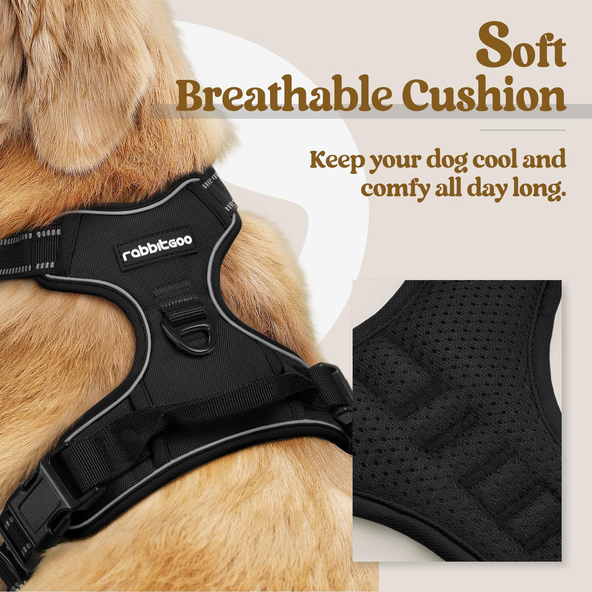 Dog Harness No Pull for Large Dogs with 2 Leash Clips (Large / Black)