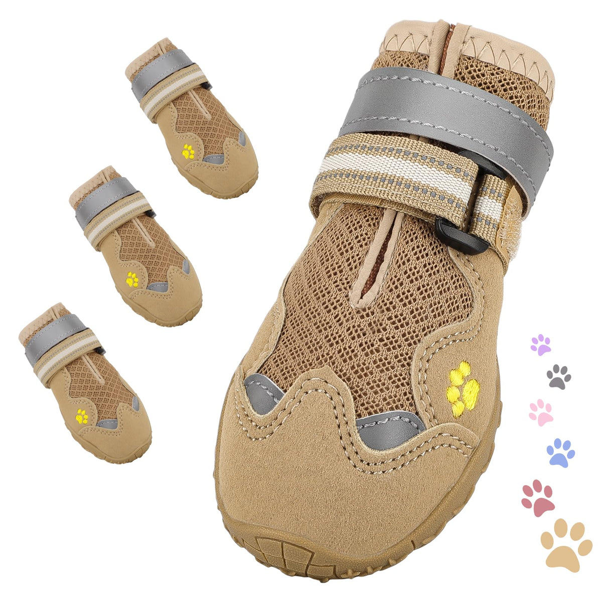 Dog Shoes for Large Medium Small Dog (Khaki / Size 1: 1.57''x2.09''(W*L))