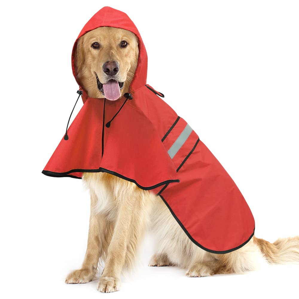 Waterproof Reflective Dog Raincoat (Red / Large)