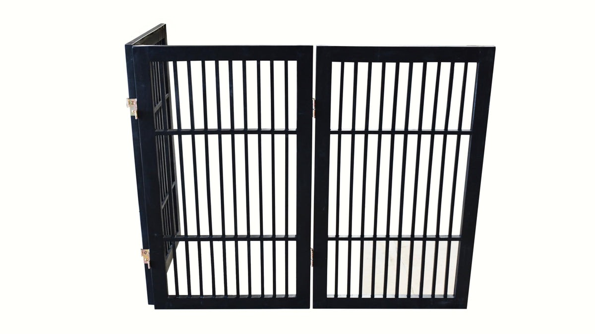 Pet Dog Gate Freestanding (3 Panel 30" Tall / Black Pet Gate)