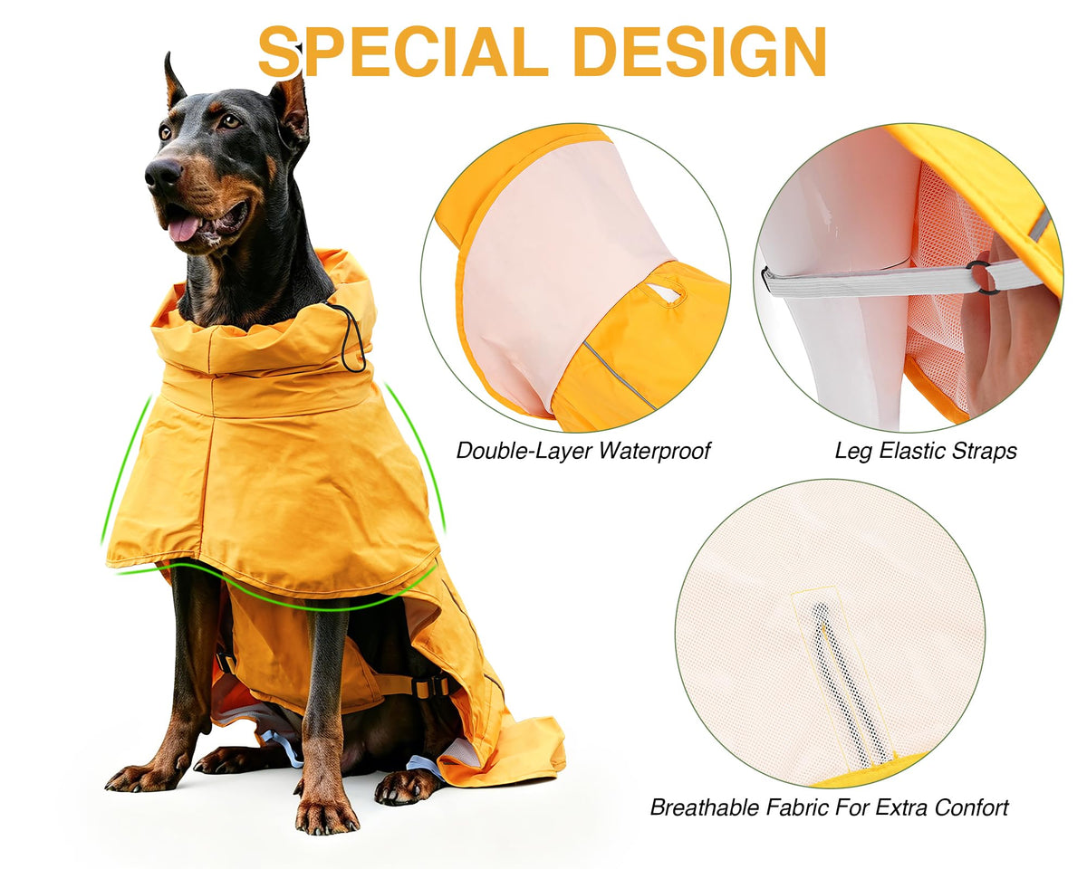 Dog Raincoat with Hood (yellow (Mesh Lining) / XL)