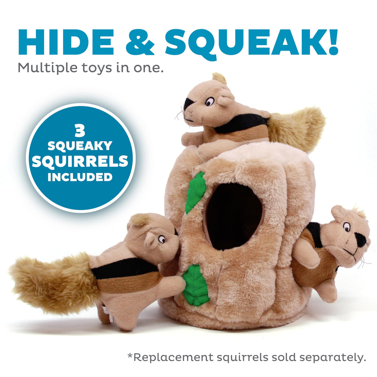 Hide-A-Squirrel Plush Squeaky Dog Toy, Large, 10.5" x 7.5" (Squirrel Large / Large (Pack of 1))