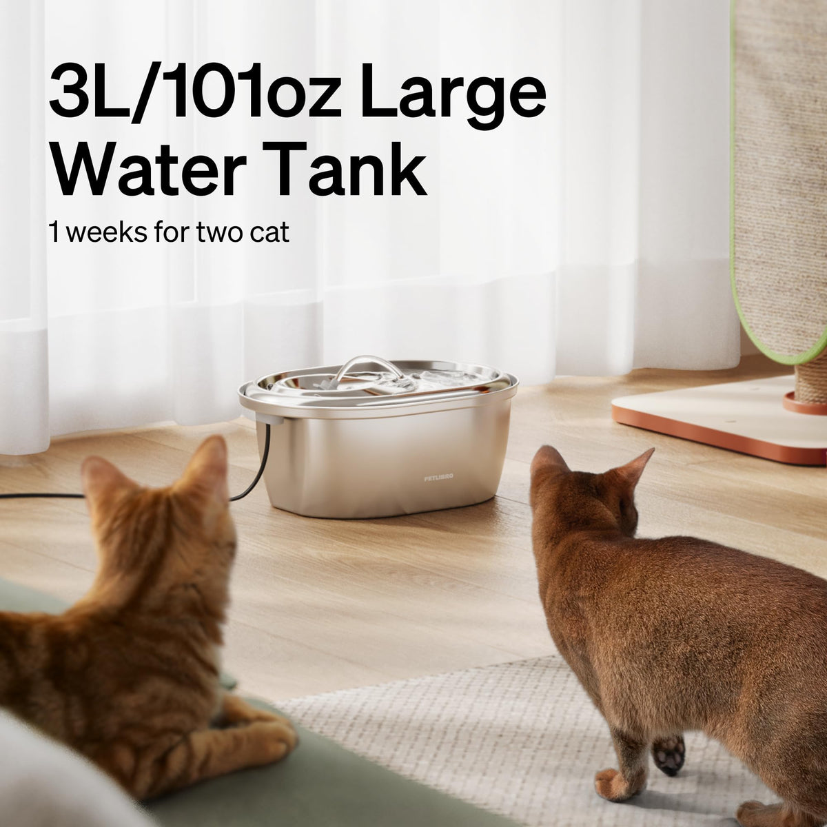 Stainless Steel Cat Water Fountain (Metal / 3L + 2 Filters)