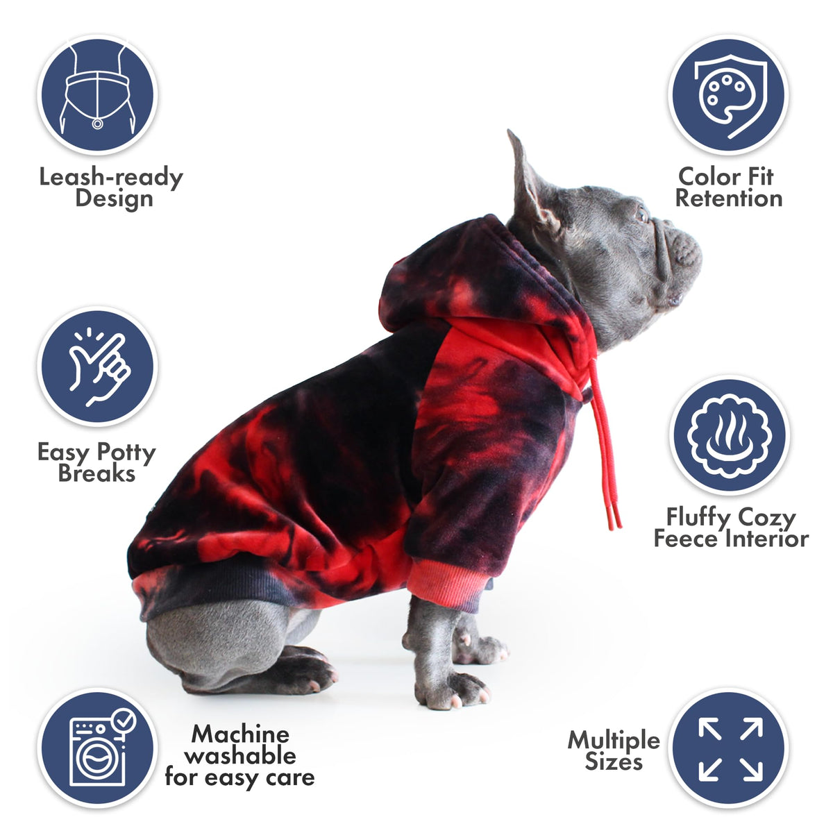 Dog Hoodie Buttery (Red & Black / Large)