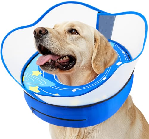 Raised Dog Cone to Stop Licking (Blue / M (Neck 9.5"-12.5"))