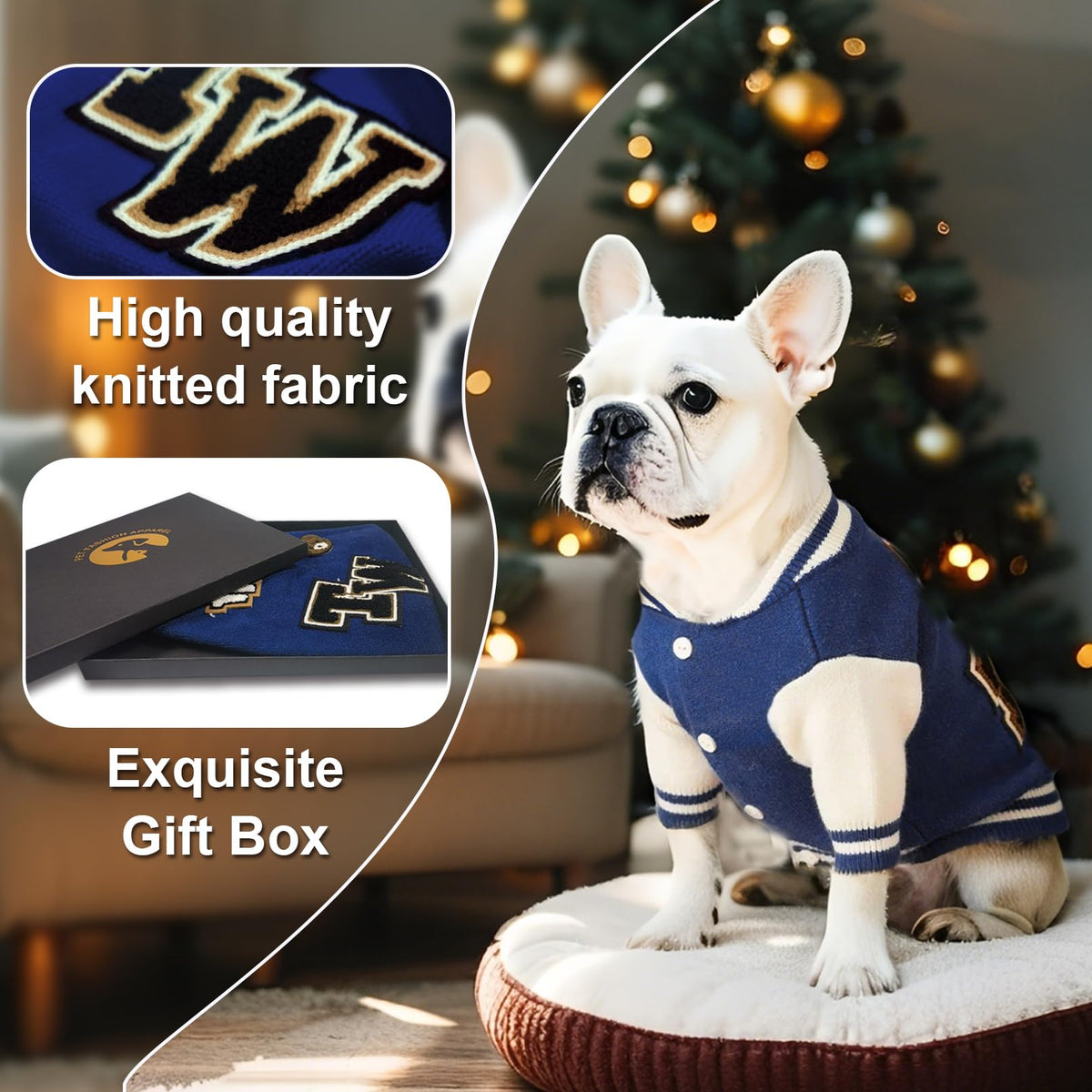 Dog Varsity Sweaters for Dogs (Blue / Large(8-12lbs))